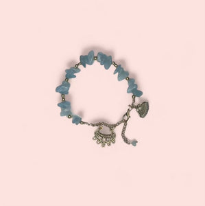 Kiss My Craft - Aquamarine & Antique Gold Charm Bracelet