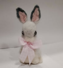 Load image into Gallery viewer, nestneedlesandknots - Felted Bunny - Light Gray Pink ribbon, Crafts, Nestneedlesandknots, Atrium 916 - Sacramento.Shop

