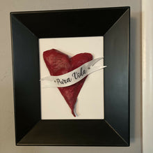 Load image into Gallery viewer, Maggie Devos - Framed Paper Mache Heart w/Pura Vida banner
