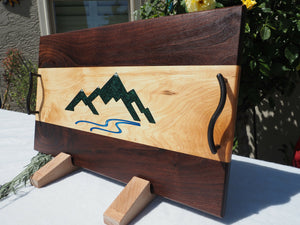 WCS Designs - Serving/Charcuterie board w/Mountain-river epoxy inlay, Wood Working, WCS Designs, Atrium 916 - Sacramento.Shop