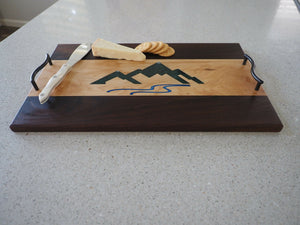 WCS Designs - Serving/Charcuterie board w/Mountain-river epoxy inlay, Wood Working, WCS Designs, Atrium 916 - Sacramento.Shop