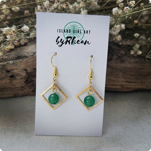 Island Girl Art - Natural Stone Earrings - Geometric Aventurine, Jewelry, Island Girl Art by Rhean, Atrium 916 - Sacramento.Shop