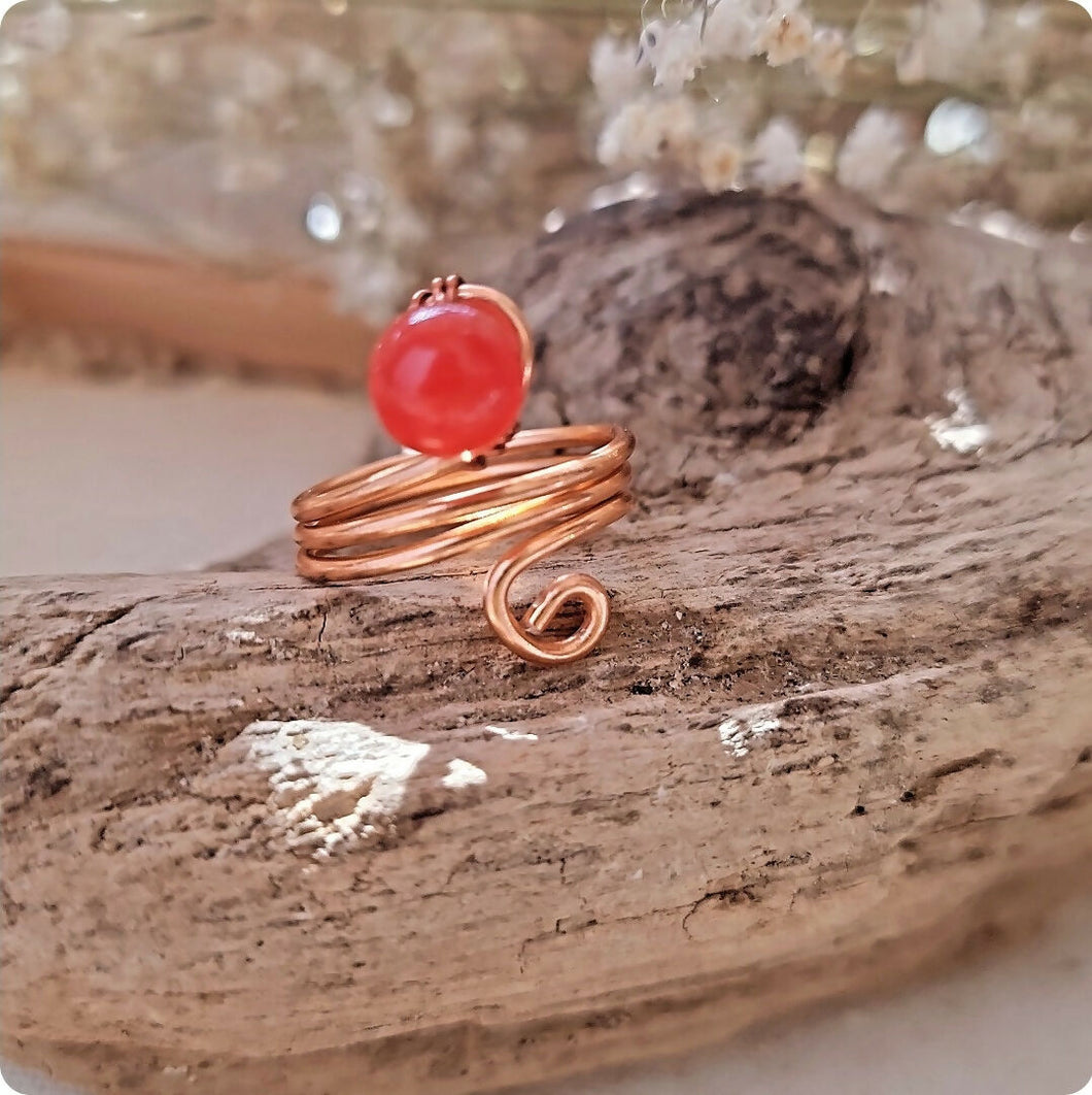 Island Girl Art - Wire Wrapped Ring - Orange Agate, Jewelry, Island Girl Art by Rhean, Atrium 916 - Sacramento.Shop