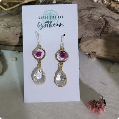 Island Girl Art - Pressed Flower Earrings - Plum &Glass, Jewelry, Island Girl Art by Rhean, Atrium 916 - Sacramento.Shop