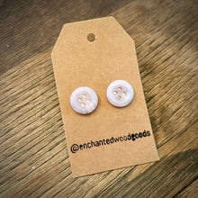 Load image into Gallery viewer, Enchanted Wood Goods - Vintage Button Earrings 7/16", Jewelry, Enchanted Wood Goods, Atrium 916 - Sacramento.Shop
