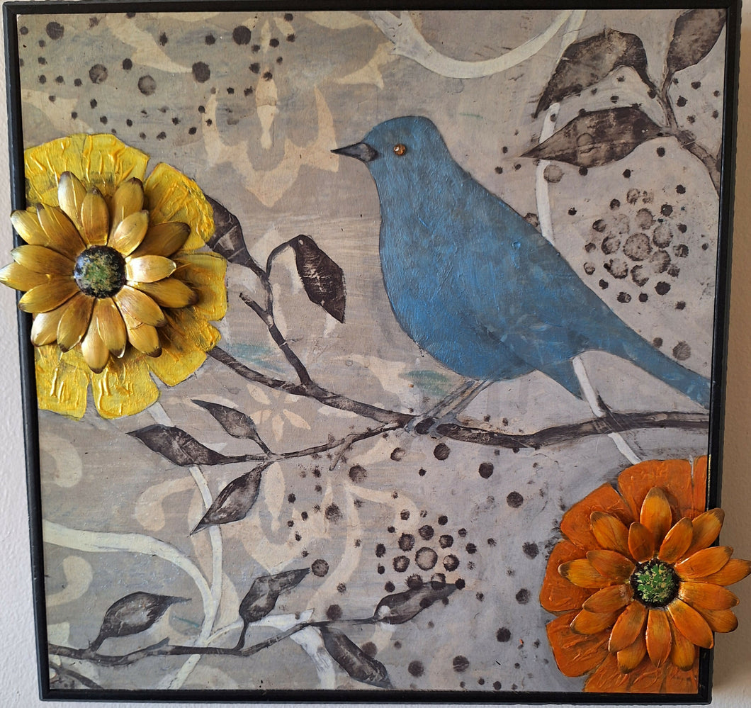 Joyce Pierce - Blue Bird Upcycled Art, Wall Art, Joyce Pierce, Atrium 916 - Sacramento.Shop