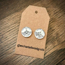Load image into Gallery viewer, Enchanted Wood Goods - Vintage Button Earrings 9/16", Jewelry, Enchanted Wood Goods, Atrium 916 - Sacramento.Shop
