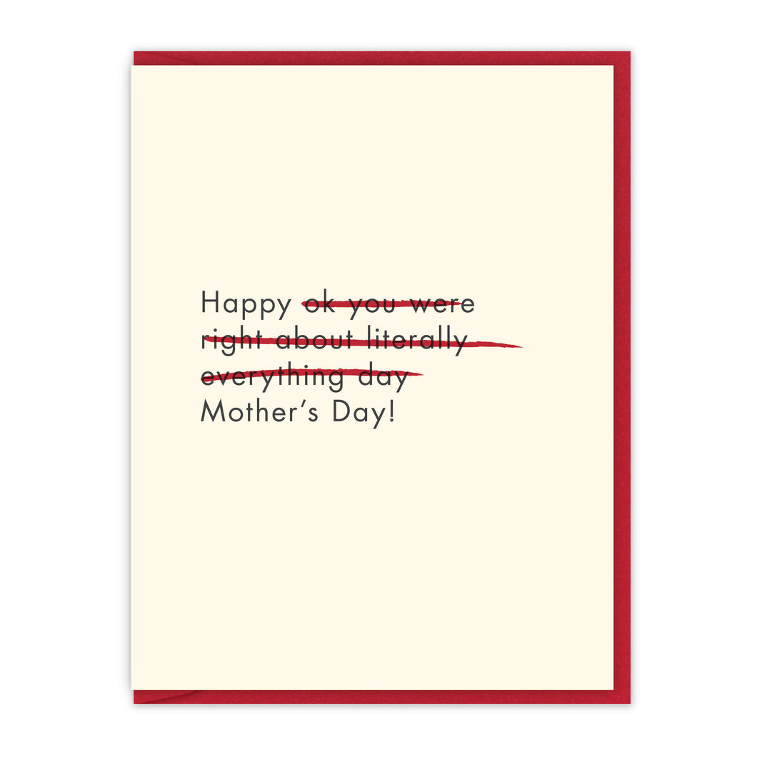 Spacepig Press - Mom You were right | Letterpress Mother's Day Card, Greeting Cards, Spacepig Press, Atrium 916 - Sacramento.Shop