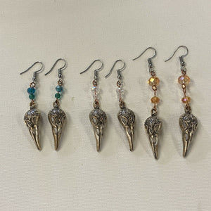 Stone Turner Creations- Raven Skull Earrings