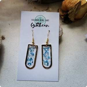 Island Girl Art - Pressed Flower Earrings - Blue Blooms, Jewelry, Island Girl Art by Rhean, Atrium 916 - Sacramento.Shop