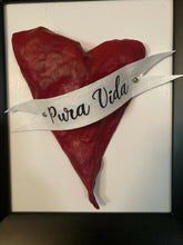 Load image into Gallery viewer, Maggie Devos - Framed Paper Mache Heart w/Pura Vida banner
