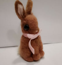 Load image into Gallery viewer, nestneedlesandknots - Felted Bunny - Brown Pink ribbon, Crafts, Nestneedlesandknots, Atrium 916 - Sacramento.Shop
