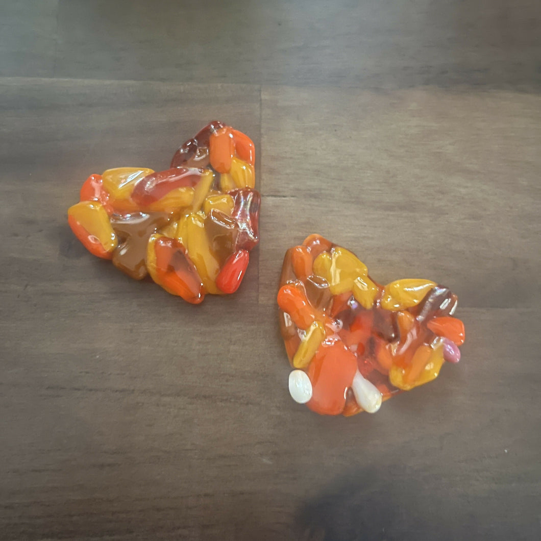 Shmak Creations - Orange Pocket Heart, Glasswork, Shmak Creations, Atrium 916 - Sacramento.Shop