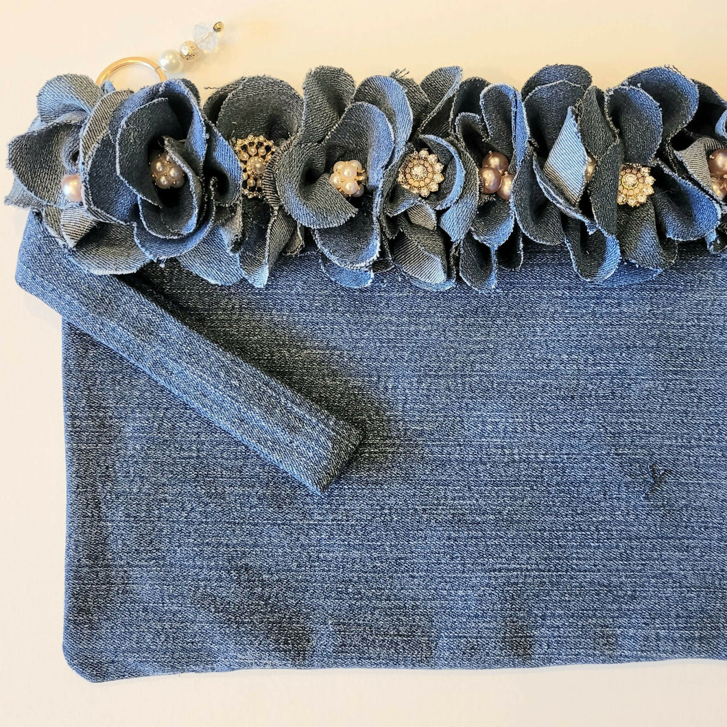 Sparkle jean clutch - garden momma - atrium 916