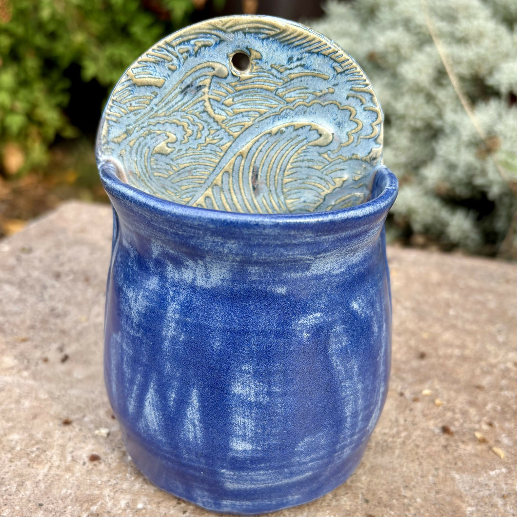 Angie Talbert Studios - Matte Blue Pocket Planter