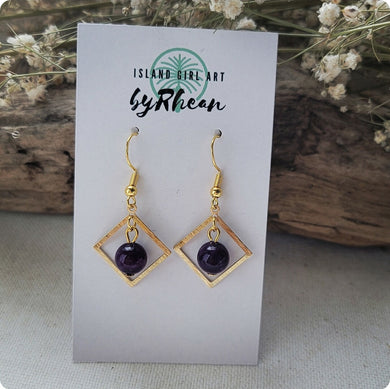 Island Girl Art - Natural Stone Earrings - Amethyst, Jewelry, Island Girl Art by Rhean, Atrium 916 - Sacramento.Shop