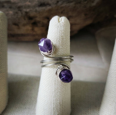 Island Girl Art - Wire Wrapped Ring- Amethyst Duo, Jewelry, Island Girl Art by Rhean, Atrium 916 - Sacramento.Shop