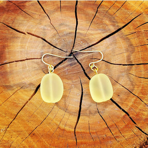 Island Girl Art - Natural Stone Earrings- Yellow Seaglass, Jewelry, Island Girl Art by Rhean, Sacramento . Shop