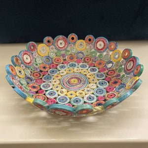 Paper Zen Designs - Medium 8.5” Color of Life Rolled Coiled Magazine Bowl, Home Decor, Paper Zen Designs, Atrium 916 - Sacramento.Shop