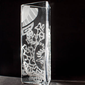 Peace Core Glass Art - Abstract Deco sandblast-etched glass vase, Home Decor, Peace Core Glass Art, Atrium 916 - Sacramento.Shop