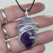Load image into Gallery viewer, Arcane Moon - Sterling Silver Wrapped Chevron Amethyst Pendant, Jewelry, Arcane Moon, Atrium 916 - Sacramento.Shop

