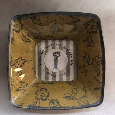 Susan Twining Creations - square glass bowl with decoupage, Glasswork, Susan Twining Creations, Atrium 916 - Sacramento.Shop