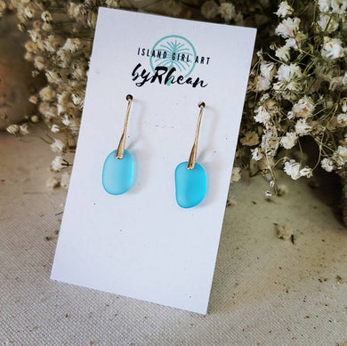 Island Girl Art - Seaglass Earrings- Aqua Gold, Jewelry, Island Girl Art by Rhean, Atrium 916 - Sacramento.Shop