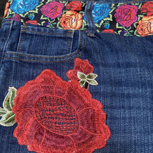 Load image into Gallery viewer, Maggie Devos-Blue denim embellished jeans w/floral waistband-Size 12 reg, Fashion, Maggie Devos, Atrium 916 - Sacramento.Shop
