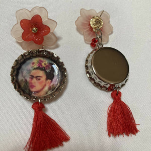 Maggie Devos - Bottlecap Frida earrings-Red, Jewelry, Maggie Devos, Atrium 916 - Sacramento.Shop