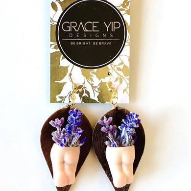 Grace Yip Designs- Lavender Baby Butt earrings, Jewelry, Grace Yip Designs, Atrium 916 - Sacramento.Shop