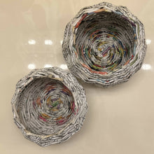 Load image into Gallery viewer, Paper Zen Designs - A Set of Two Paper Weaved Round Basket Containers, Home Decor, Paper Zen Designs, Atrium 916 - Sacramento.Shop
