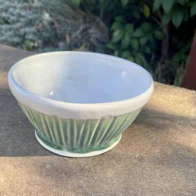 Angie Talbert Studios - footed medium green fluted bowl, Ceramics, Angie Talbert Studios, Atrium 916 - Sacramento.Shop