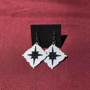 Susan Twining Creations - Silver Tilted Square Earrings with Sparkly Black Northern Star, Jewelry, Susan Twining Creations, Sacramento . Shop