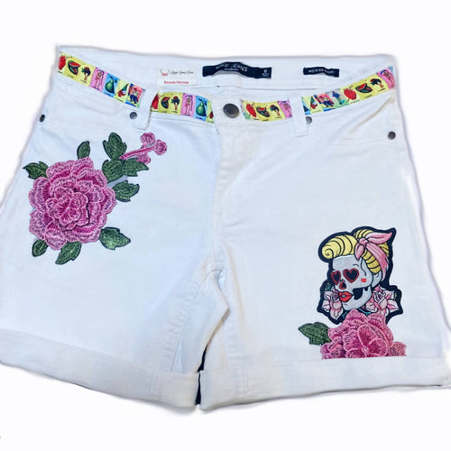 Maggie Devos-White embellished shorts-skull - Size 6, Fashion, Maggie Devos, Atrium 916 - Sacramento.Shop