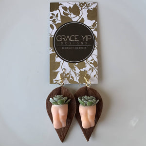 Grace Yip Designs- Succulent Baby Butt earrings, Jewelry, Grace Yip Designs, Atrium 916 - Sacramento.Shop