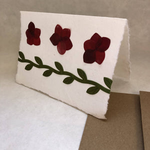 Susan Twining Creations - Red petal and green silk vine Greeting Card - 3 1/2 x 5", Stationery, Susan Twining Creations, Atrium 916 - Sacramento.Shop