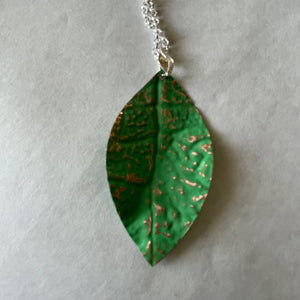 Joyce Pierce- Recycled Hand Painted Leaf Pendant- Small, Jewelry, Joyce Pierce, Atrium 916 - Sacramento.Shop