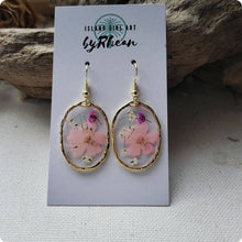 Load image into Gallery viewer, Island Girl Art - Pressed Flower Earrings - Oval Wildflowers, Jewelry, Island Girl Art by Rhean, Atrium 916 - Sacramento.Shop
