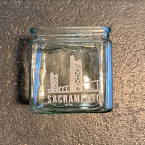 Peace Core Glass Art - Sandblast-Etched Glass "Sacramento" Tower Bridge Candle Holder, Glasswork, Peace Core Glass Art, Atrium 916 - Sacramento.Shop