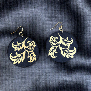 Susan Twining Creations - Gold Swirling Leaves on Black Discs, Jewelry, Susan Twining Creations, Sacramento . Shop