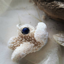 Load image into Gallery viewer, Island Girl Art - Wire Wrapped Ring- Silver LapisWrap, Jewelry, Island Girl Art by Rhean, Atrium 916 - Sacramento.Shop

