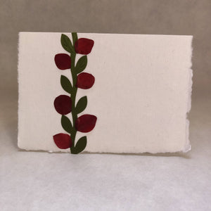 Susan Twining Creations - Red petal and green silk vine Greeting Card - 3 1/2 x 5", Stationery, Susan Twining Creations, Atrium 916 - Sacramento.Shop