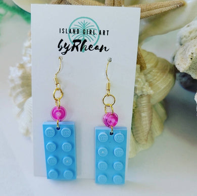 Island Girl Art - Upcycled Brick Earrings- pb Color Block, Jewelry, Island Girl Art by Rhean, Atrium 916 - Sacramento.Shop