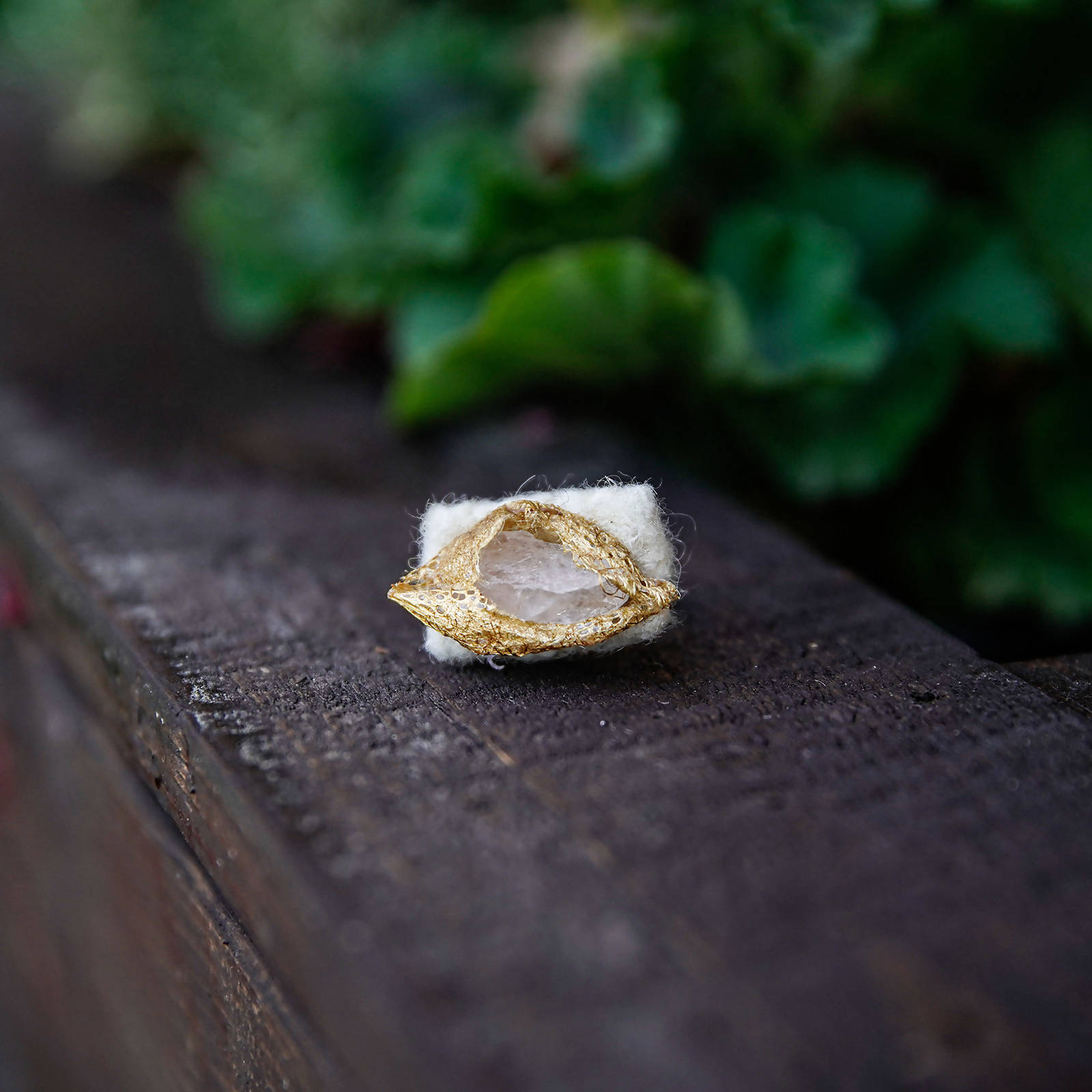 succulent sirens Succulent Sirens- Quartz Wrapped in Gold Silk Cocoon Ring
