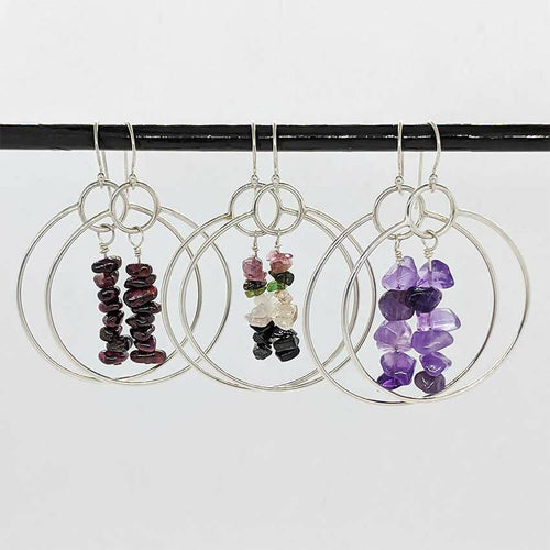 Arcane Moon - Sterling Silver Hoop Earrings with Gemstone Dangle, Jewelry, Arcane Moon, Atrium 916 - Sacramento.Shop