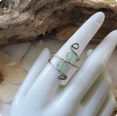 Island Girl Art - Wire Wrapped Ring - Silver Aventurine, Jewelry, Island Girl Art by Rhean, Atrium 916 - Sacramento.Shop