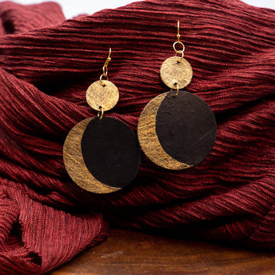Susan Twining Creations - Gold and Black Crescent Moon Drop Earrings, Jewelry, Susan Twining Creations, Sacramento . Shop