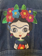 Load image into Gallery viewer, Maggie Devos - Child&#39;s Jean Jacket with Fridita patch and flowers - Size 5/6, Fashion, Maggie Devos, Atrium 916 - Sacramento.Shop
