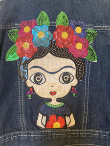 Maggie Devos - Child's Jean Jacket with Fridita patch and flowers - Size 5/6, Fashion, Maggie Devos, Atrium 916 - Sacramento.Shop