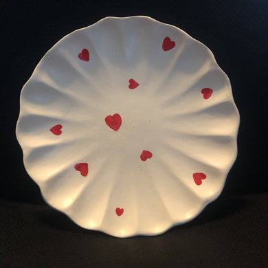 Susan Twining Creations - white scalloped heart dish, Ceramics, Susan Twining Creations, Atrium 916 - Sacramento.Shop